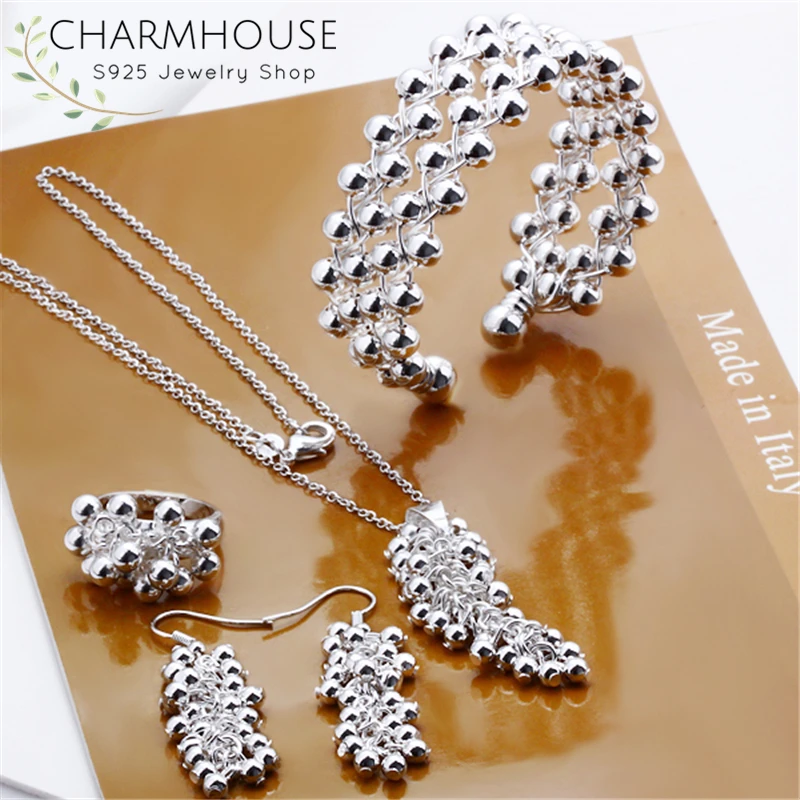 Комплект из колье серёг кольца и браслета с виноградными бусинами|Ювелирные