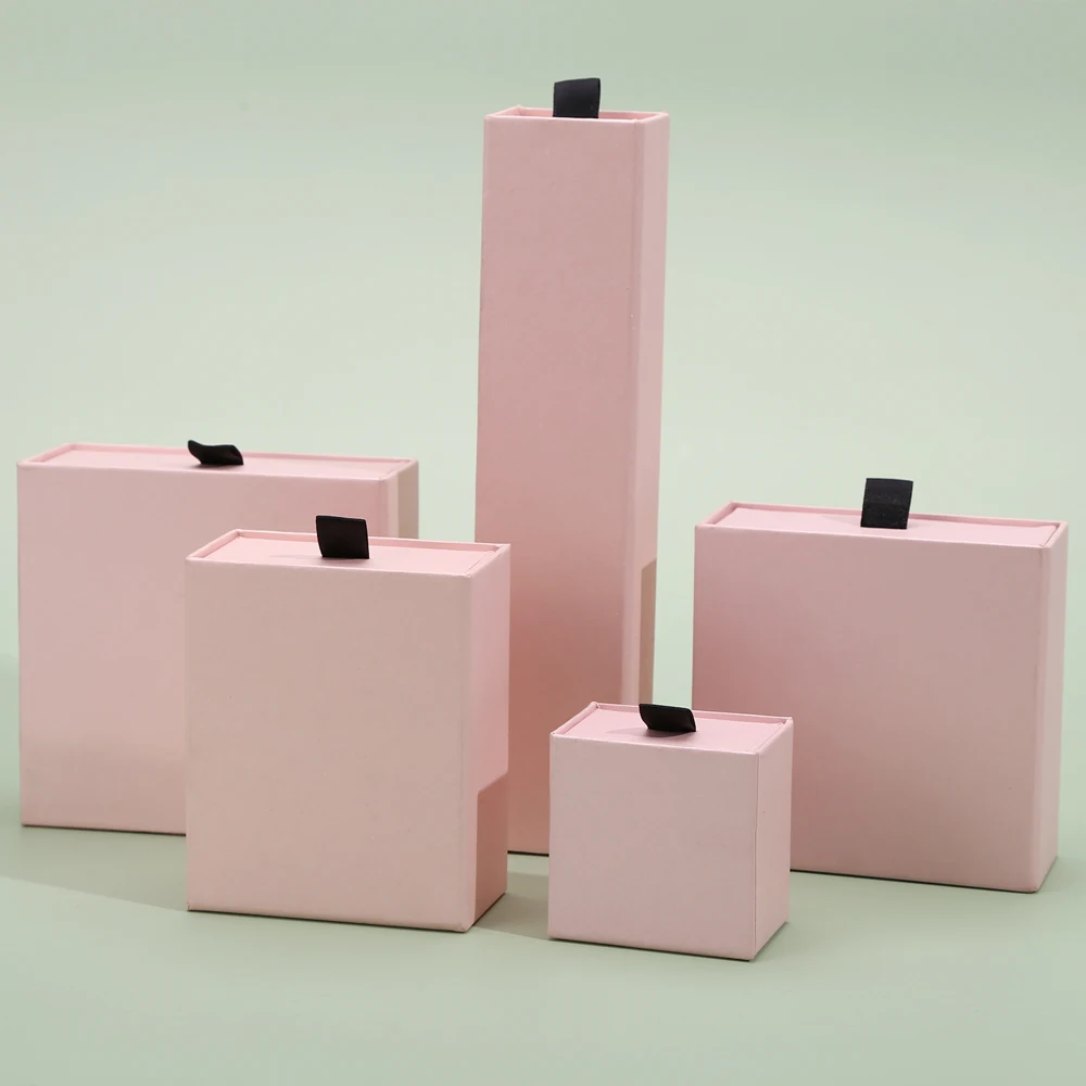 12 Jewelry Organizer Box for Earrings Necklace Bracelet Display Gift Box Holder Packaging Pink Cardboard Boxes Square/Rectangle