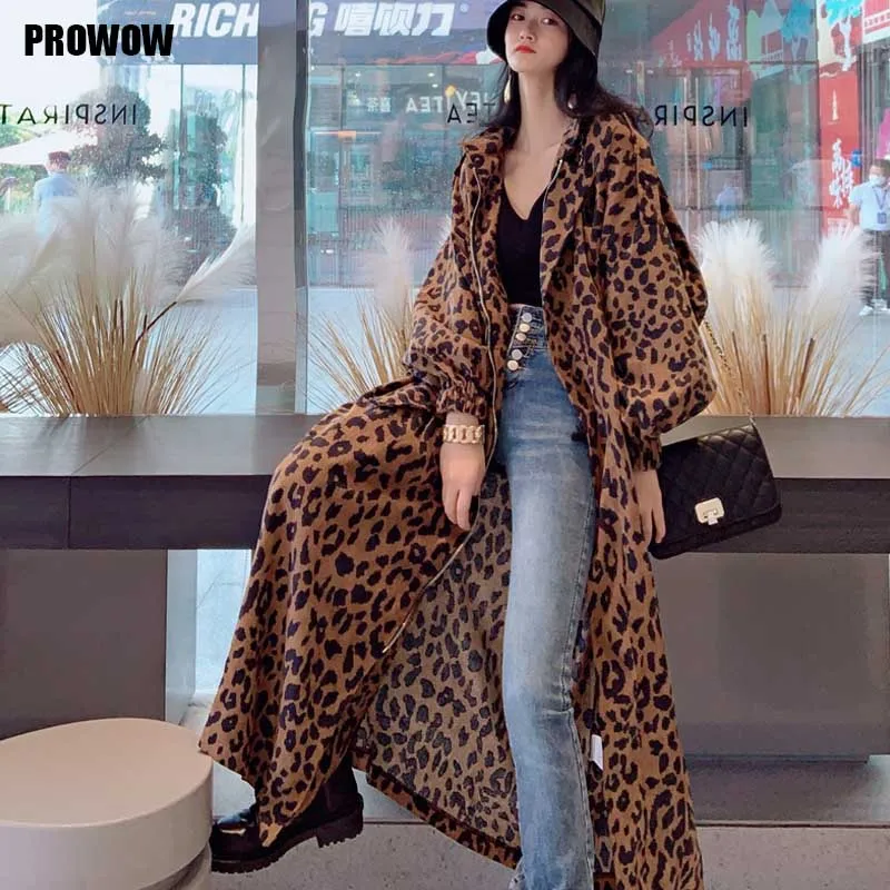 

One-Piece Women Leopard Print Cardigan And Jackets 2020 Autumn Plus Size Fashion Vintage Corduroy Coat Female Korean Overcoat