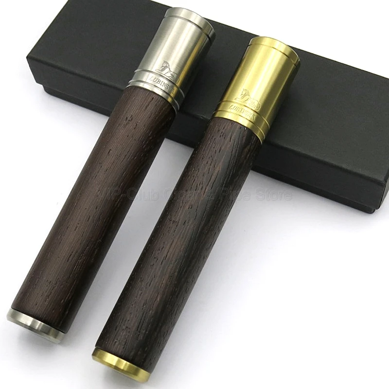 LUBINSKI Metal Wood Cigar Cigarette Tube Holder Outdoor Portable Single Case Professional Tobacco Travel Humidor W/Gift Box | Дом и сад