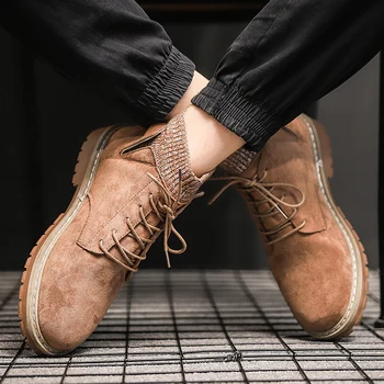 

COOLVFATBO New Winter Men Shoes Fashion Male Lace Up Warm Ankle Boots Men British style Shoes Men Leather Boots buty meskie