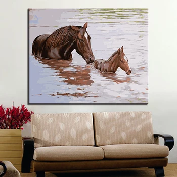 

By Numbers DIY Drawing Painting Horse In The Water On Canvas Kits For Home Decor Popular Wall Art Modular Color Abstract Picture