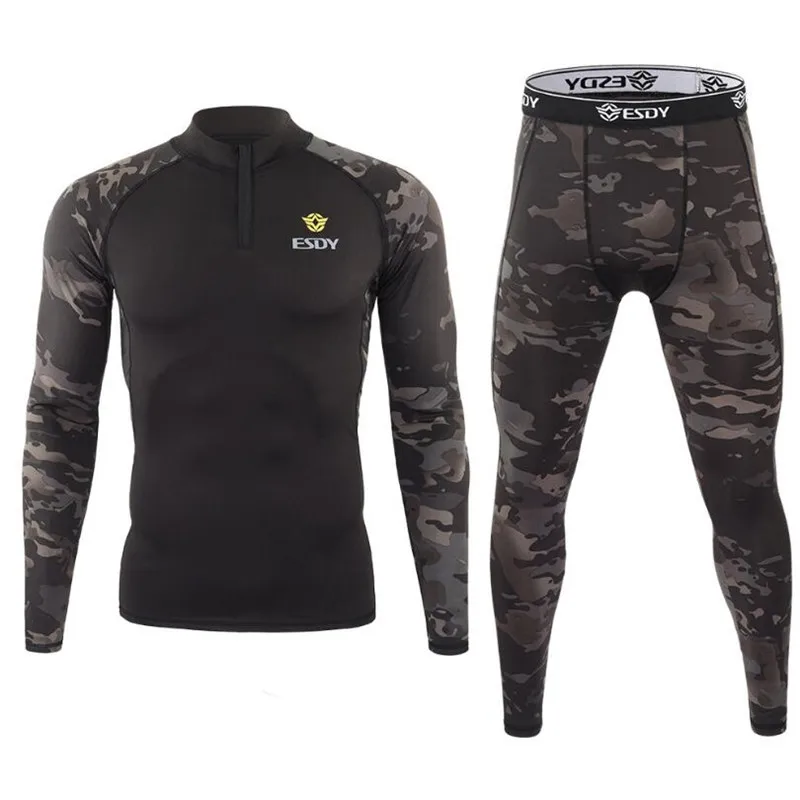 Mens Camouflage Underwear Sets Autumn Winter Thermal Long Johns Sports Fitness Clothing Military Tactical Training Underwear long johns pants