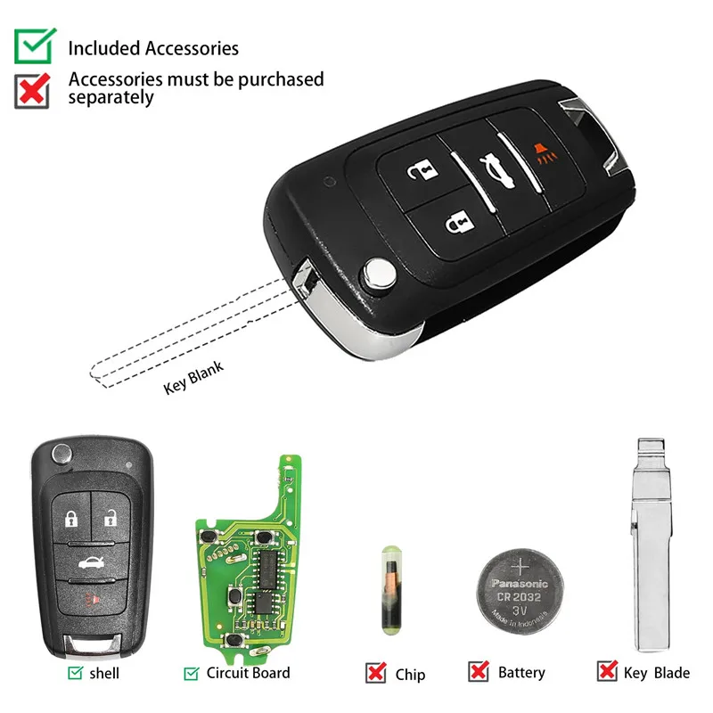 Xhorse VVDI2 провода пульт дистанционного ключа для Buick 4 кнопки пультов XKBU01EN ключ