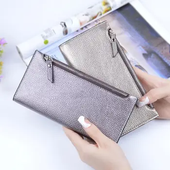 

Casual Women Faux Leather Solid Color Multi Card Slots Long Zip Wallet Purse Card Bag Buckle Multi-function Wallet