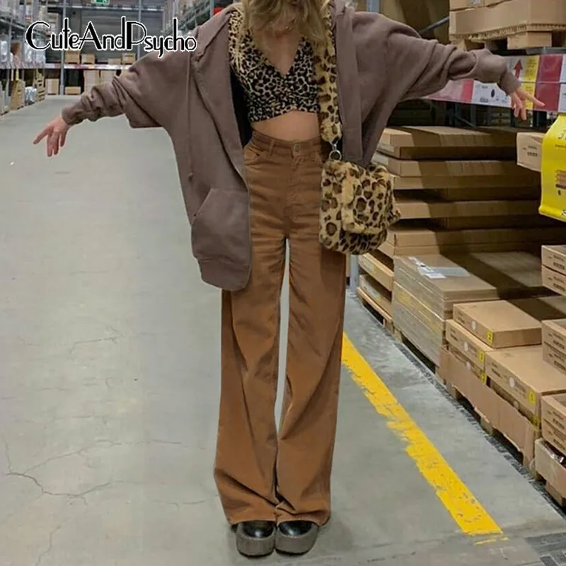 Vintage Oversized Corduroy Baggy Pants Women Harajuku y2k Brown Wide Leg  Pant Streetwear Jogger High Waist Trouser Cuteandpsycho|Pants u0026 Capris| -  AliExpress