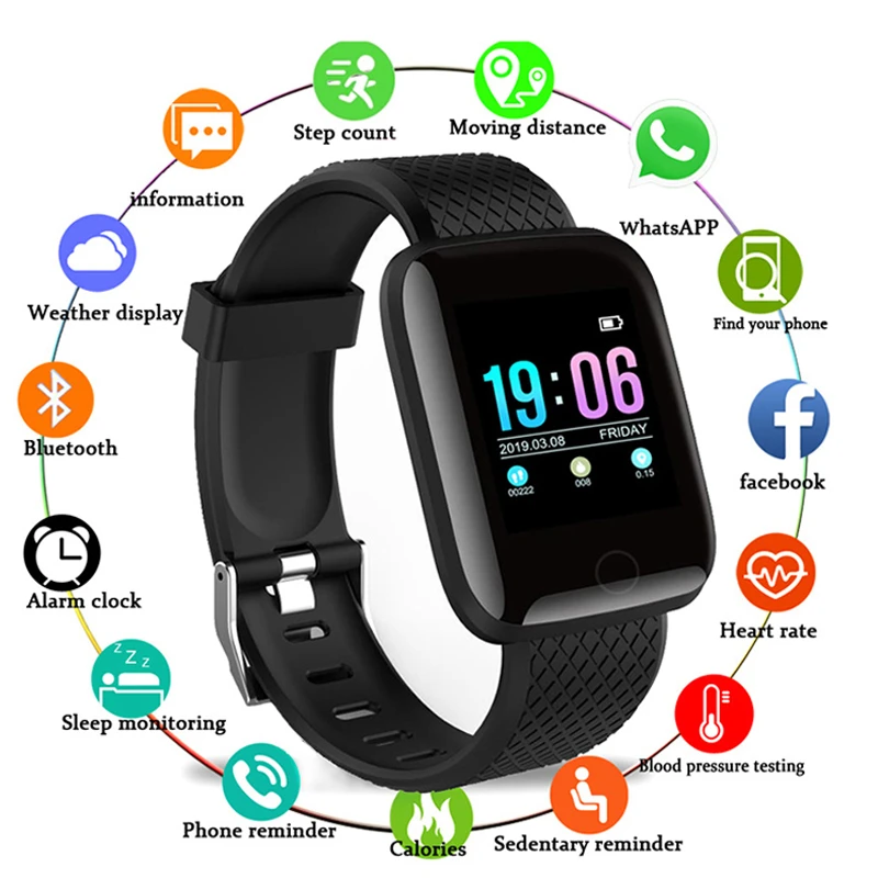 D13 Smart Watch Men Women Kids Heart Rate Blood Pressure Monitor 116Plus Waterproof Sport Smartwatch Smart Clock For Android IOS