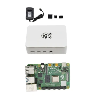 

for Raspberry Pi 4B ABS White Case 2G RAM DIY Kit with Heatsink 5V 3A Power Adapter for Raspberry PI 4 Model B