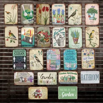 

[ Mike86 ] KITCHEN HERB GARDEN BATHROOM BIRDS FLOWER POT TIN SIGN Custom wholesale Mural Paintings Bar PUB Decor LT-1808