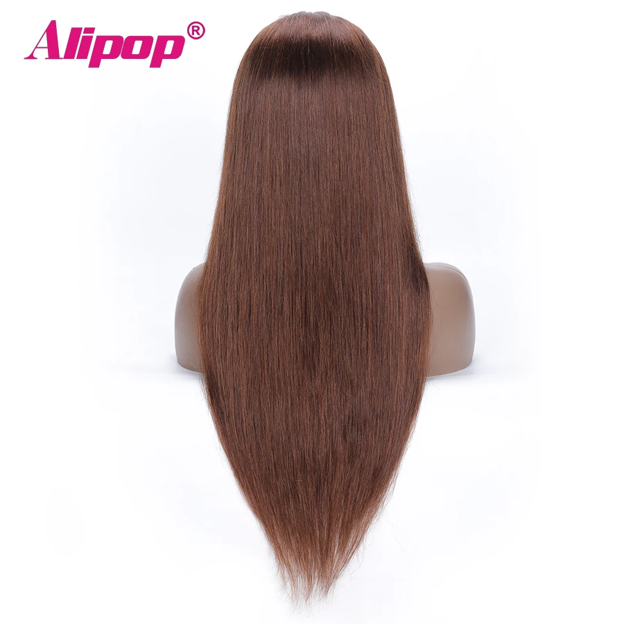 Brazilian Straight 13x6 Lace Front wigs Colored Human hair wigs Pre Plucked with Baby hair 100% Non Remy hair wig #2 #4 ALIPOP  (5)