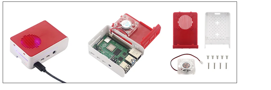 UK Raspberry Pi 4 Модель B комплект+ ABS чехол+ светодиодный светильник вентилятор+ питание+ Micro HDMI+ радиатор дополнительно 64 32 Гб SD карта | ридер