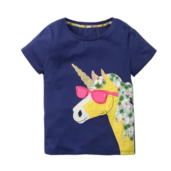 

Unicorn Embroidery Girls T-shirts New Summer 2020 Children Tops Clothes Little Girls Clothing Baby Costome