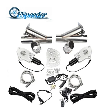 

ESPEEDER 2.5'' Stainless Steel Y Pipe Headers Catback Electric / Manual Valve Cut Out Remote Control Car Exhaust Pipe Cutout Kit