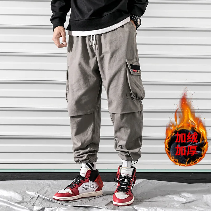 

2019 Hk1933 plus Velvet Japanese-style Rolling Door Large Size Beam Leg Workwear Pants with Velvet M-5x HK11