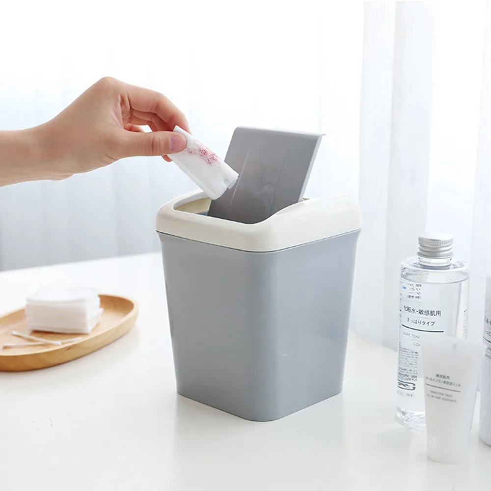 

Waste Bins Plastic 2018 New Mini Desktops Mini Creative Covered Kitchen Living Room Trash Can Stocked Drop shipping July30