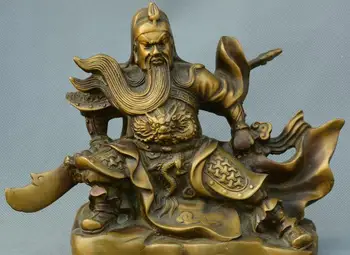 

Collect Chinese old Bronze Dragon Robe God of wealth soldier god Guan Yu Statue