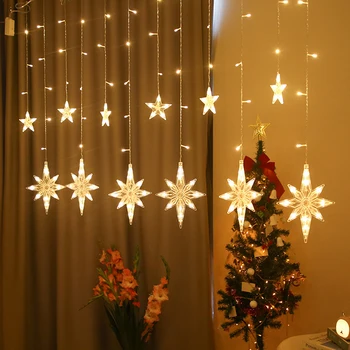 

3.5M LED Curtain String Lights Christmas Fairy Light Festoon LED String Lamp Star Window Tree Halloween Wedding Decoration Light