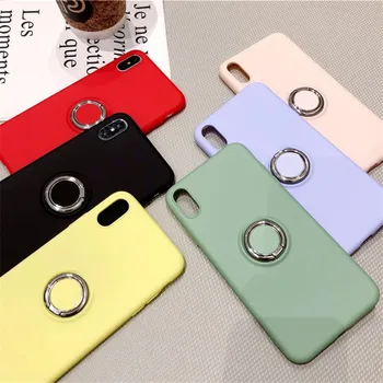 

Soft Liquid Silicone Case For Xiaomi Mi 9T Pro 8 SE Lite A2 6X Stand Ring Holder Slim Cover For Redmi Note 7 6 K20 Pro 7A Fundas