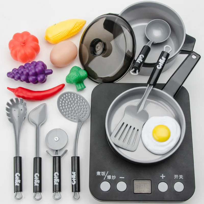 

Children's Kitchen Sound and Light Toy Set Large Cooking Simulation Mini Food Kitchenware Cookware Kitchen Toy Gifts for Girls