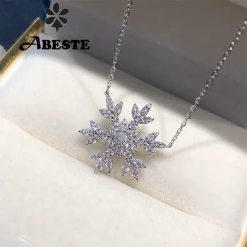 شراءANI 18K الصلبة الأبيض حلية ذهبية قلادة ريال الطبيعية الماس غرامة مجوهرات النساء المشاركة قلادة هدية عيد ميلاد الثلج شكل