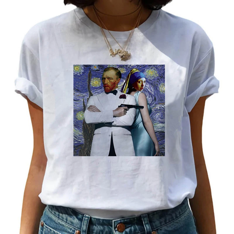 Гранж Ван Гог Michelangelo Футболка женская футболка забавная Ulzzang Винтажная футболка Женская Топ Футболка Повседневная графическая футболка одежда