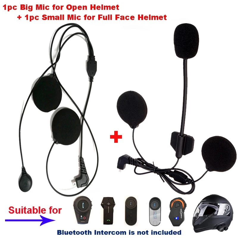 FreedConn Microphone Headphone Soft Cable Headset /& Clip Accessory for T-COMVB and T-COMSC Series Motorcycle Helmet Bluetooth Interphone Motorbike Intercom