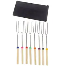 8 шт палочки для запекания зефира с деревянной ручкой набор