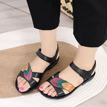 

Women's Casual Sandals Woman Hook Loop Appliques Flats Ladies Summer Open Toe Shoes Female Classic Outdoor Footwear 2020