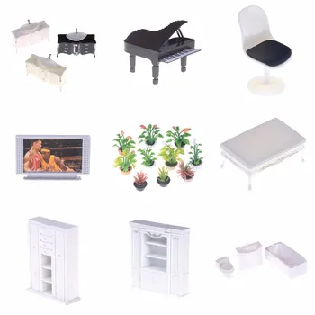 

1:25 DIY Dollhouse Micro Landscape Garden Potted Plant Bathtub Wash Basin Sofa Set Tea Table Doll House Miniatures Furniture Toy