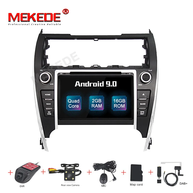 MEKEDE HD 2G ram Android 9,0 автомобильный dvd-плеер для TOYOTA CAMRY 2012 2Din Аудио мультимедийный плеер gps Navi RDS wifi - Цвет: add camera DVR DAB
