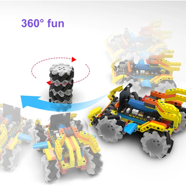 Yahboom DIY Omnibit Smart Robot Car with Mecanum Wheel support 360 Omnidirectional Movement for Micro:bit V1 V2 Programming Toys 2