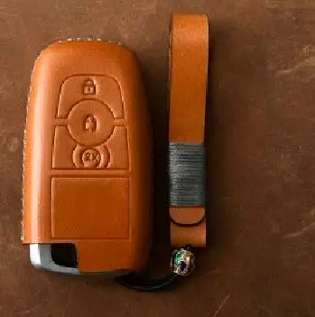 4button brown 02 Натуральная кожа чехол ключа дистанционного управления автомобилем чехол для Ford Fusion Mondeo Mustang Край Экспедиция проводник F-150 F-250 F-350 - Название цвета: 4button brown 02