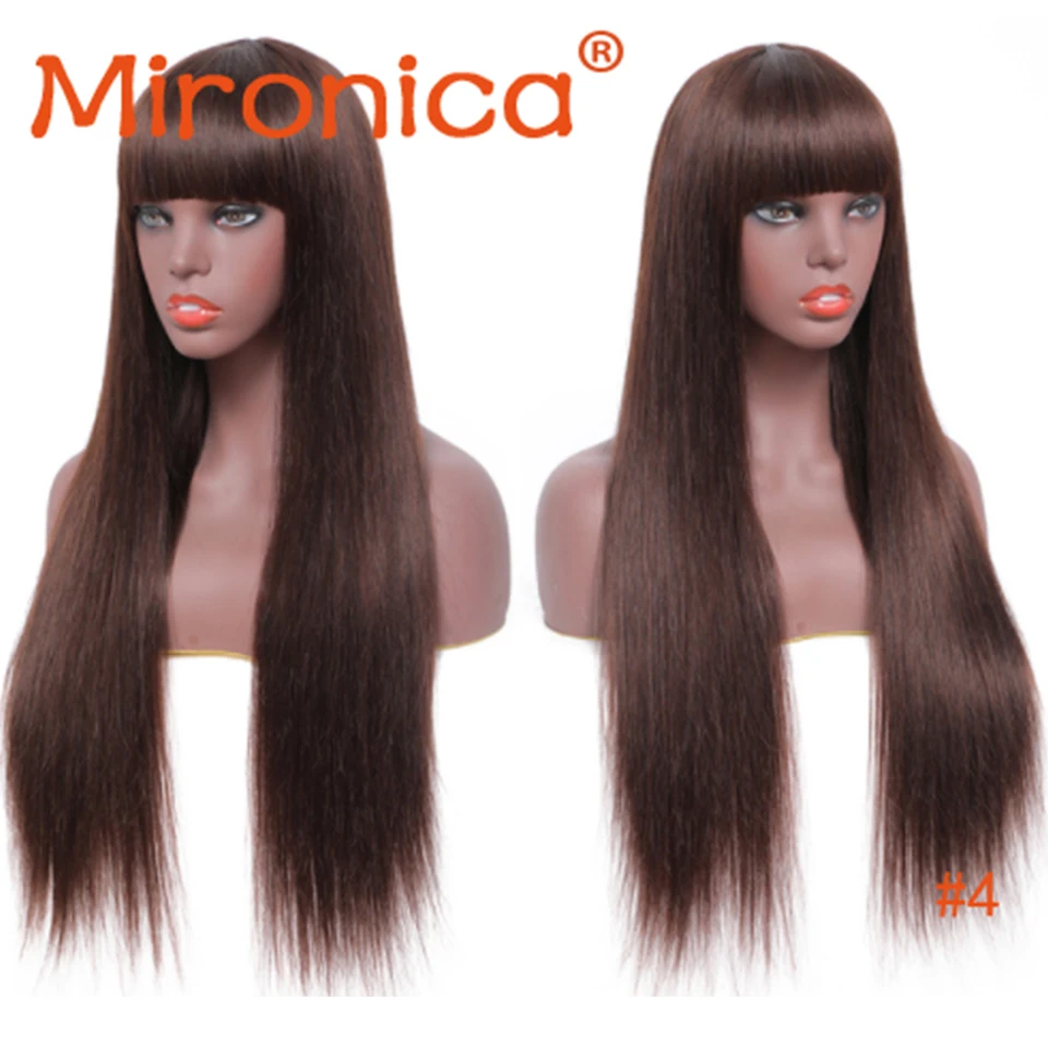 Brasileiras do Cabelo Humano com Franja para a Máquina Perucas Retas Completa Preta Feita 4 99j 27 33 8-24 Polegada 100% Remy Cabelo 4 High Quality Apliques e perucas
