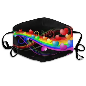 

Rainbow with Heart Love Anti Dust Half Face Mouth Mask, Unisex Cotton Warm Fashion Adjustable Washable Mask