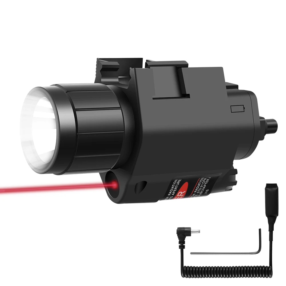 Tactical LED Weapon Gun Light Flashlight with Remote Switch Red Dot Laser Sight Military Airsoft Pistol Gun Light for 20mm Rail