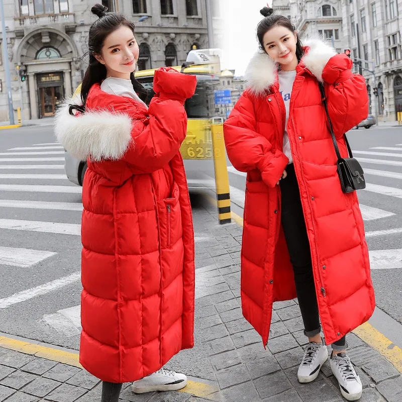 

Down Jacket Cotton-padded Clothes Women's Ultra-Long to Ankle down Coat 2018 New Style Korean-style Loose-Fit BF Cotton-padded C