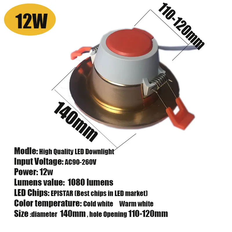 Led Downlight 12W Focos Led Techo Светодиодный светильник Точечный светильник 15 Вт 12 Вт 9 Вт 5 Вт 3 Вт круглый встраиваемый светильник 220 в 230 в 240 В потолочный светильник для спальни и кухни - Испускаемый цвет: Led Downlight 12W
