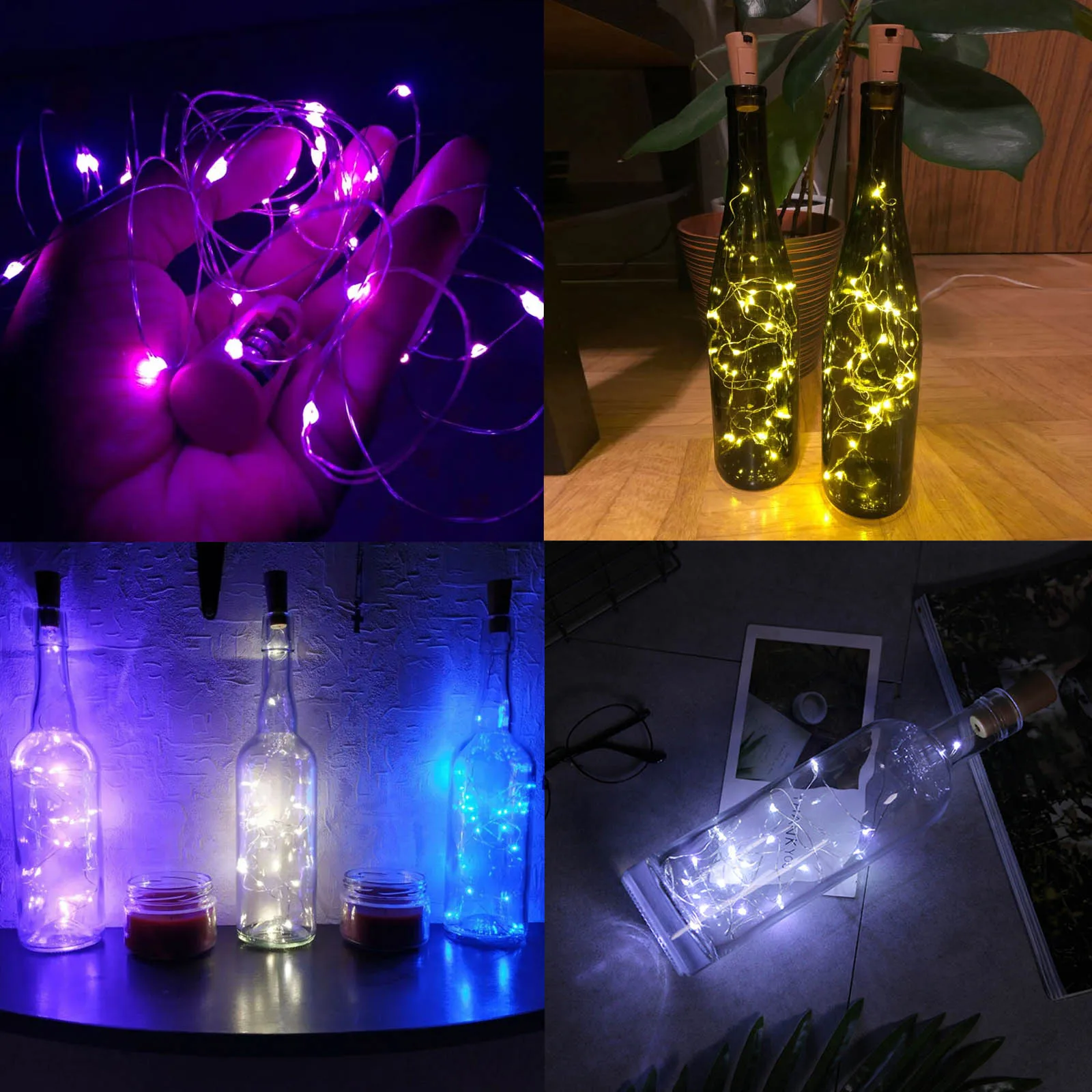 

1M 10Led 2M 20Led Glass Wine LED String Light Cork Shaped Wine Bottle Stopper Fairy Light Lamp Xmas Party Decor LR44 Battery