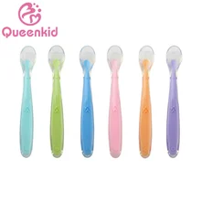 

Hot Sale Baby Soft Silicone Spoon Candy Color Temperature Sensing Spoon Children Food Baby Feeding Tools