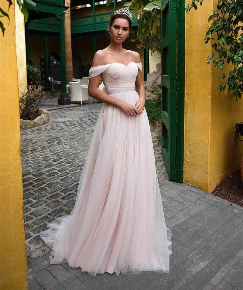 pale pink wedding dress