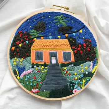

DIY Handmade Embroidery Materials Package Starry Sky Scenery Pattern 3D Cross Stitch Kits Embroidery Kits For Beginners bordado