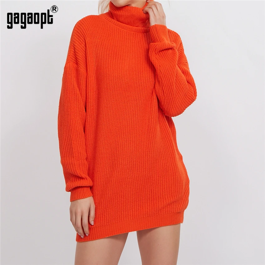 Gagaopt осенне-зимний женский свитер с длинным рукавом, модные женские вязаные топы с рюшами, Повседневные свитера, пуловер