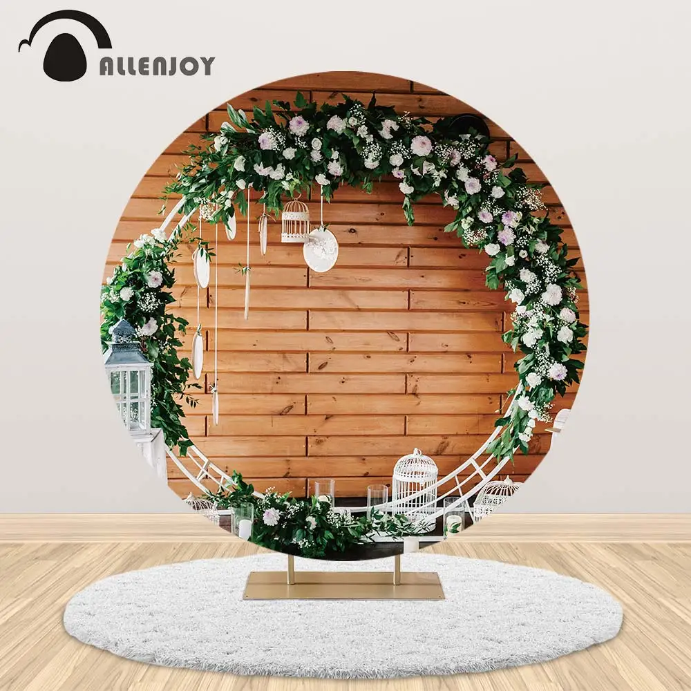 Allenjoy Weddding Circle Background Banner Flowers Leaves Wooden Floor Photography Photophone Engagement Round Photozone | Электроника