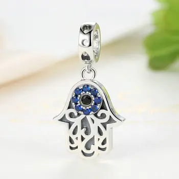 

Qikaola 100% 925 Sterling Silver Blue Wicked Eye Pendant Fit Original 3mm Bracelets & Bangles Fashion Jewelry C085a