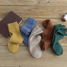 Женские забавные носки унисекс, модные повседневные носки в стиле Харадзюку на осень и зиму, однотонные теплые утолщенные Носки средней длины без пятки, Calcetines Mujer