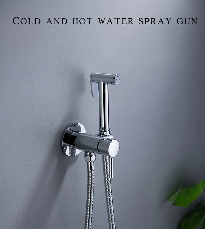 Description Picture 2 of itemChrome Toilet Bidet Sprayer wall shower Hot And Cold bidet Bathroom Solid Brass Shattaf Shower Faucet mixer tap