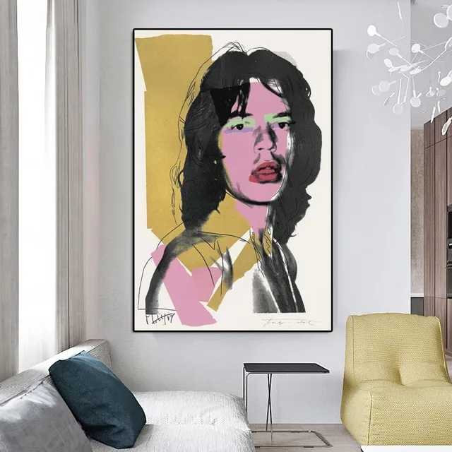 Portrait of Mick Jagger by Andy Warhol Printed on Canvas 3