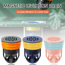 Anti-Odor Bathroom Floor Drain Core Magnetic Levitation Backflow Preventer with Dual Hair Catcher for Pipe Tube in Kitchen Tool