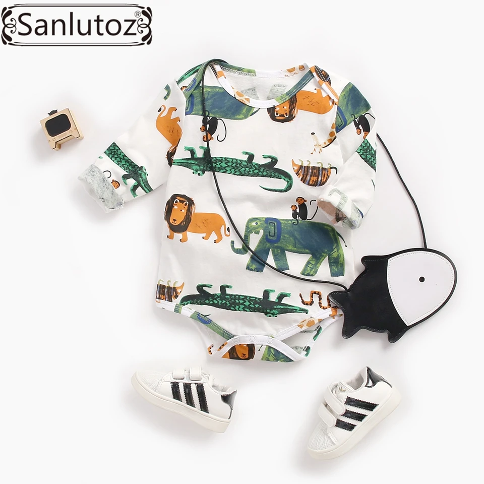 Sanlutoz/Мультяшные Детские боди из хлопка с длинными рукавами; одежда для малышей; зимний комбинезон для детей; милый комбинезон для новорожденных