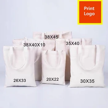 Wholesales 100pcs/lot Custom Cotton Grocery Shopping Bags with Logo Large Capacity Quality Canvas Customized Eco Tote Bags 1